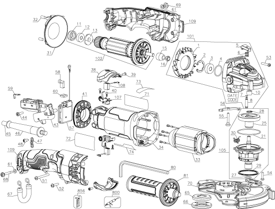 DEWALT Ersatzteile DWE46166N Typ: 1 QU