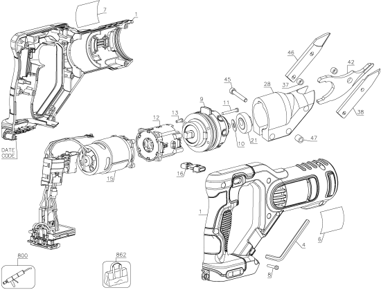 DEWALT Ersatzteile DCS491N Typ: 1 XJ