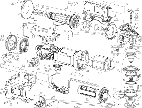DEWALT Ersatzteile DWE4222N Typ: 3 QU