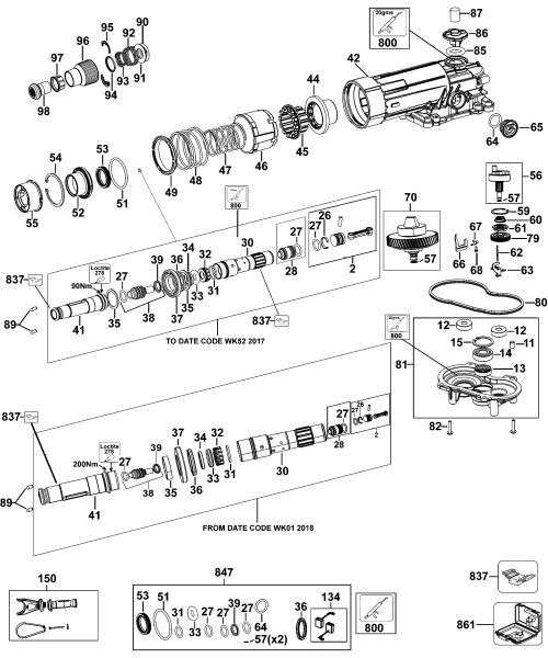 DEWALT Ersatzteile DREHHAMMER D25481K Typ: 1 QU