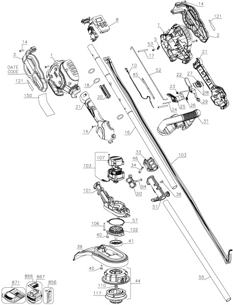 DEWALT Ersatzteile DCST970B Typ: 1 QU