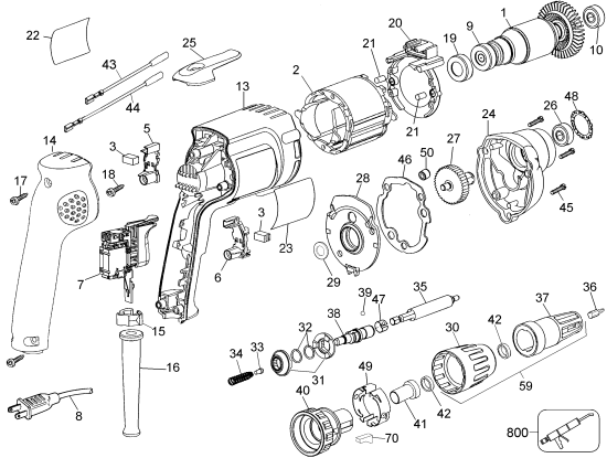 DEWALT Ersatzteile SCHRAUBENDREHER DW255 Typ: 6 QU