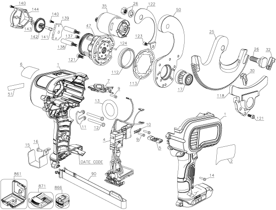 DEWALT Ersatzteile DCE155D1 Typ: 1 QU