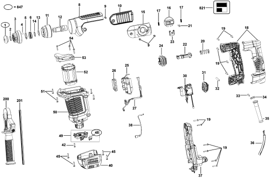 DEWALT Ersatzteile MEISSELHAMMER D25430K Typ: 1 QU