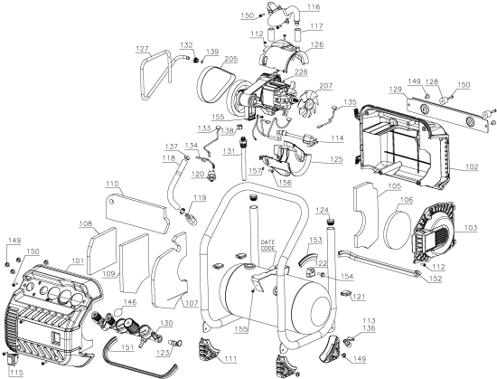 DEWALT Ersatzteile 2.5G 200PSI COMPRESSOR DWFP55130 Typ: 3 QU