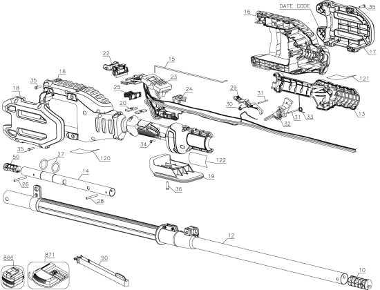 DEWALT Ersatzteile DCHT895B Typ: 1 QU
