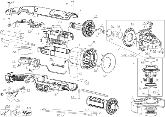 DEWALT Ersatzteile DWE43265N Typ: 1 QU