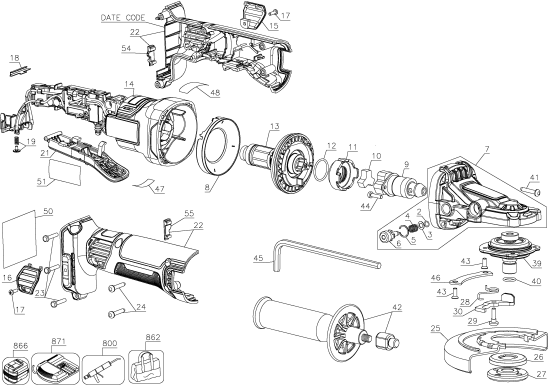 DEWALT Ersatzteile DCG413FB Typ: 1 QU