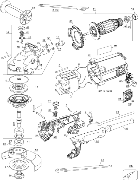 DEWALT Ersatzteile DWE4519 Typ: 6 QU
