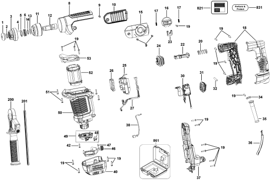 DEWALT Ersatzteile DREHHAMMER D25413K Typ: 2 QU
