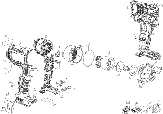 DEWALT Ersatzteile DCF894B Typ: 1 QU