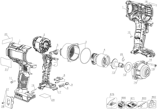 DEWALT Ersatzteile DCF894HB Typ: 1 QU
