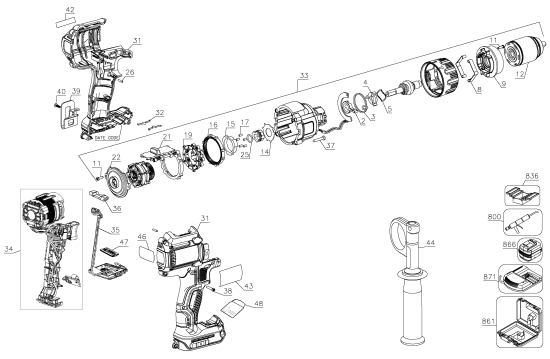 DEWALT Ersatzteile AKKU SCHRAUBER DCD997CB Typ: 1 QU