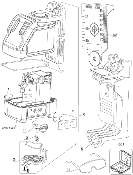 DEWALT Ersatzteile KREUZLINIENLASER DW088CG Typ: 1 QU