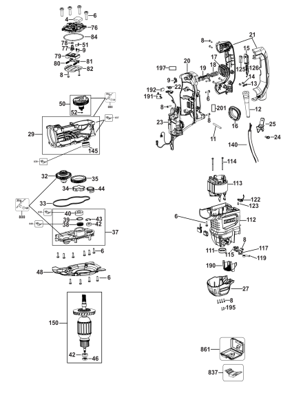 DEWALT Ersatzteile DREHHAMMER D25773K Typ: 2 QUCA