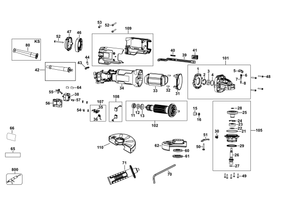 DEWALT Ersatzteile KLEINER WINKELSCHLEIFER DWE4238 Typ: 5 QS