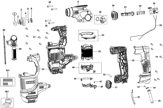 DEWALT Ersatzteile BOHRHAMMER D25333K Typ: 1 QU