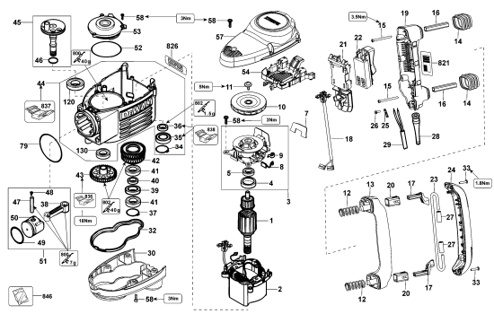 DEWALT Ersatzteile MEISSELHAMMER D25951K Typ: 1 QU
