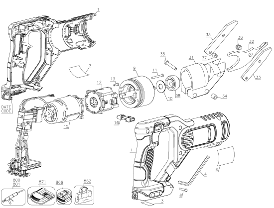 DEWALT Ersatzteile DCS498B Typ: 1 QU