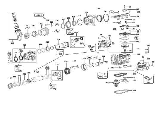 DEWALT Ersatzteile DREHHAMMER D25604K Typ: 3 QU