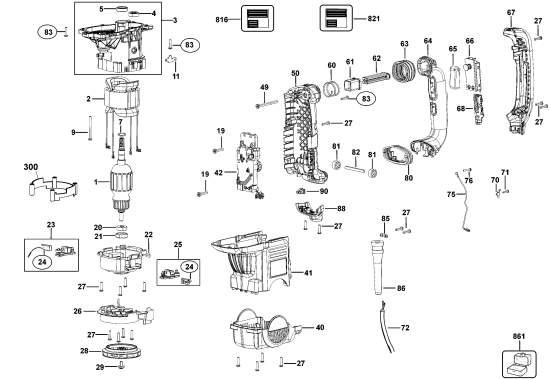 DEWALT Ersatzteile DREHBOHRHAMMER D25652K Typ: 3 QU