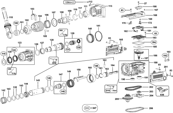 DEWALT Ersatzteile DREHBOHRHAMMER D25652K Typ: 3 QU
