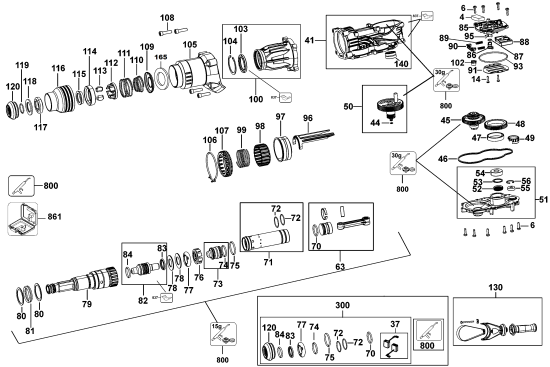 DEWALT Ersatzteile DREHHAMMER D25733K Typ: 1 QU