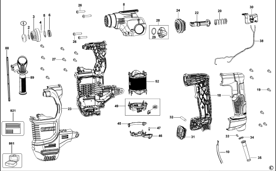 DEWALT Ersatzteile BOHRHAMMER D25333K Typ: 2 QU