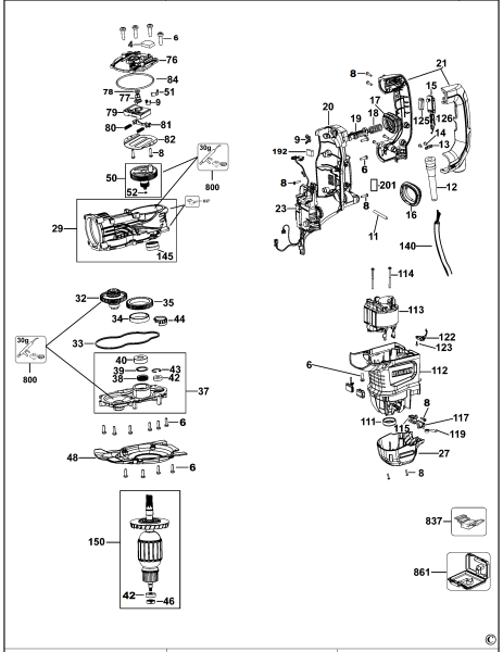 DEWALT Ersatzteile DREHHAMMER D25773K Typ: 1 QU