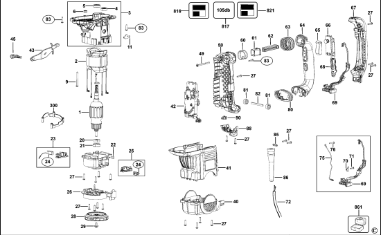 DEWALT Ersatzteile DREHHAMMER D25603K Typ: 2 QU