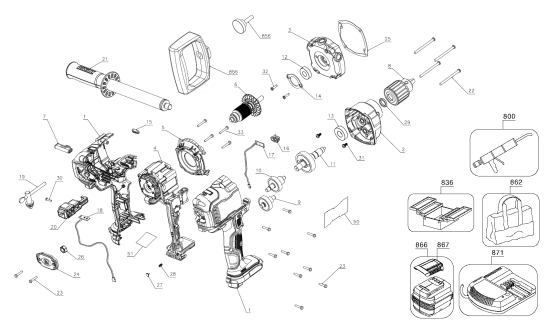 DEWALT Ersatzteile DCD130B Typ: 1 QU