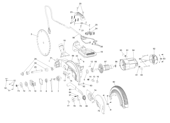 DEWALT Ersatzteile GEHRUNGSSÄGE DWS713 Typ: 20 QU
