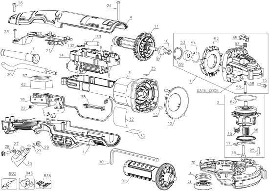 DEWALT Ersatzteile DWE46266N Typ: 1 QU