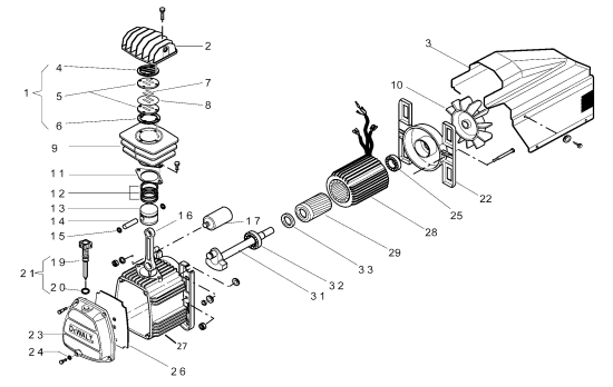 DEWALT Ersatzteile KOMPRESSOR D55154 Typ: 3 QU
