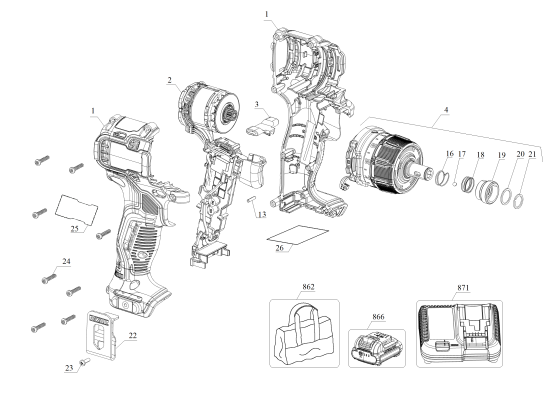 DEWALT Ersatzteile DCF601B Typ: 1 QU
