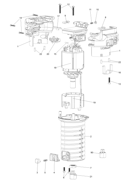 DEWALT Ersatzteile DCW604N Typ: 1 XJ
