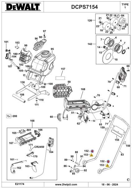 DEWALT Ersatzteile COMPACTOR DCPS7154N Typ: 1 XJ
