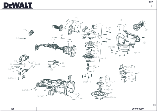 DEWALT Ersatzteile DREHBLATTPOLIERER DCM848B Typ: 1 QU