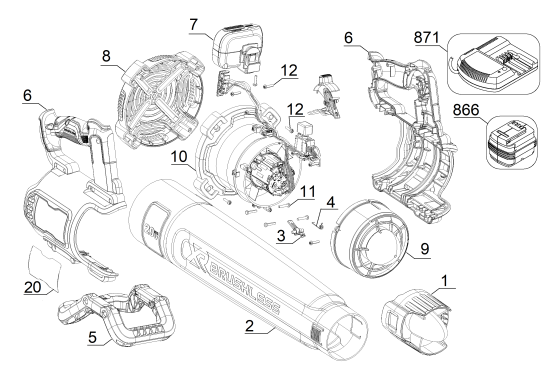 DEWALT Ersatzteile GEBLÄSE DCBL722B Typ: 1 QU