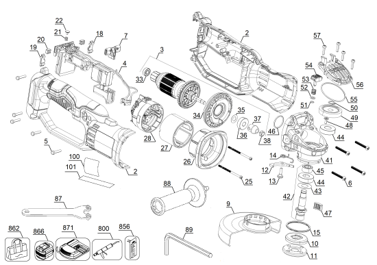DEWALT Ersatzteile DCG412B Typ: 4 QU