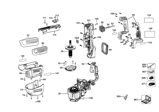 DEWALT Ersatzteile DCH614B Typ: 1 QU