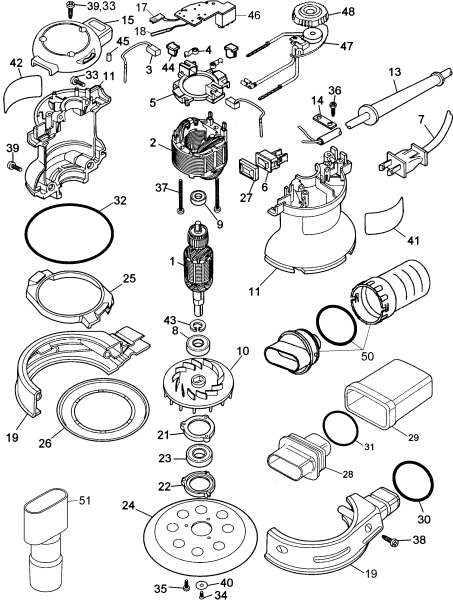 DEWALT Ersatzteile SCHLEIFER DW423 Typ: 1 QS