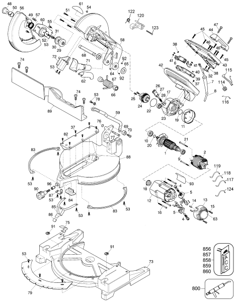 DEWALT Ersatzteile GEHRUNGSSÄGE DW704 Typ: 1 QS