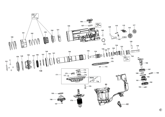 DEWALT Ersatzteile BOHRHAMMER DCH416NT Typ: 1 XJ