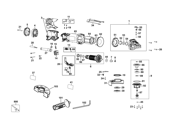 DEWALT Ersatzteile KLEINER WINKELSCHLEIFER DWE4203 Typ: 5 QS