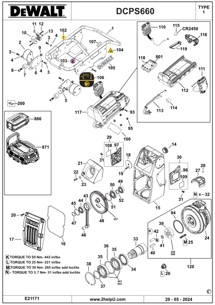 DEWALT Ersatzteile STAMPFER DCPS660N Typ: 1 XJ