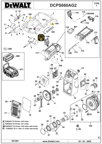 DEWALT Ersatzteile STAMPFER DCPS660AG2 Typ: 1 QUCA