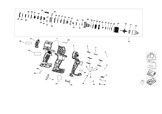 DEWALT Ersatzteile AKKU SCHRAUBER DCD806B Typ: 1 QU