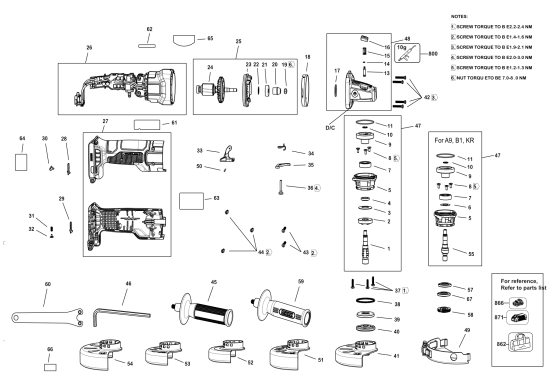 DEWALT Ersatzteile KLEINER WINKELSCHLEIFER DCG407B Typ: 1 QU