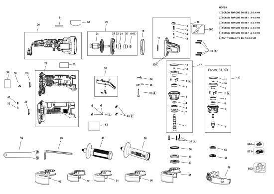 DEWALT Ersatzteile WINKELSCHLEIFER DCG408B Typ: 1 QUCA